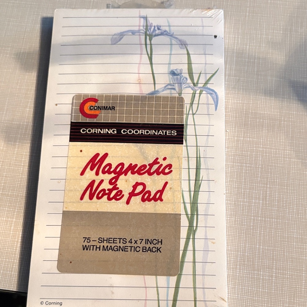 Corningware Magnetic Note Pad with Iris Floral Design